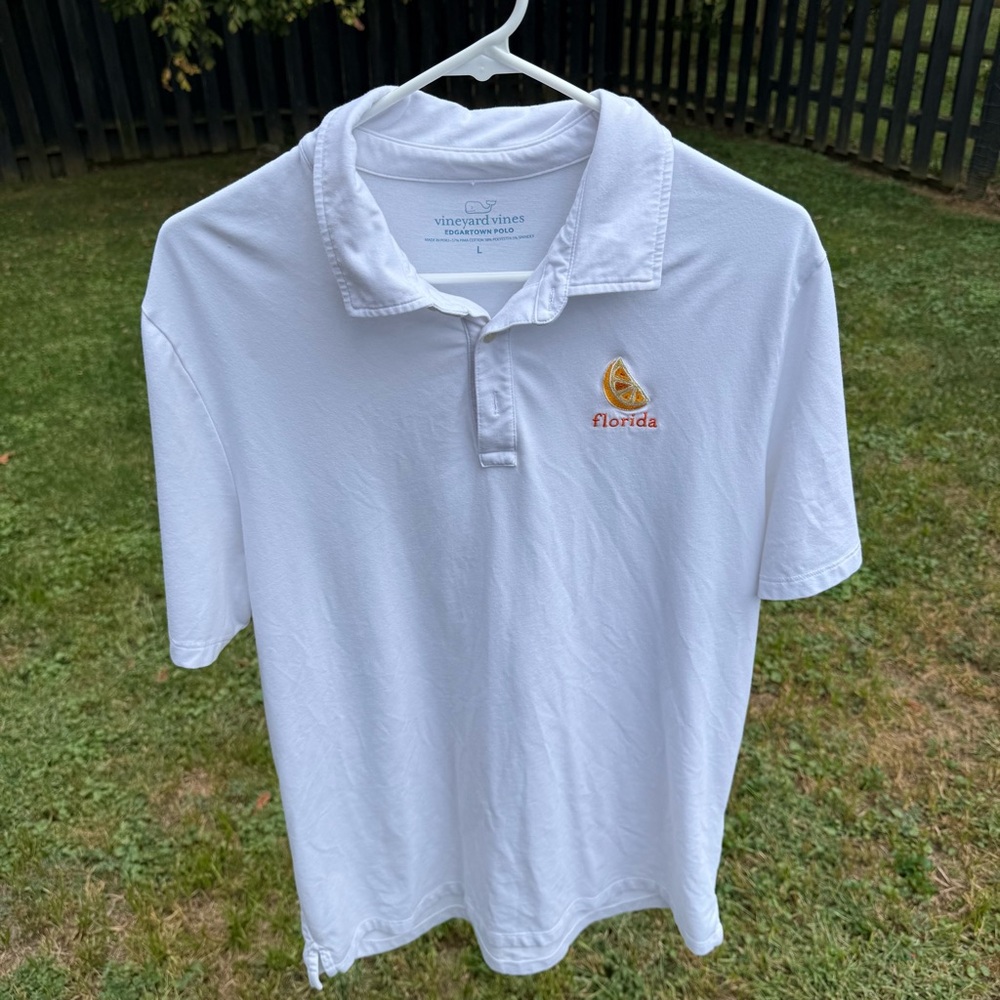 Vineyard Vines White Polo with Florida Embroidery Pima Cotton Size Large